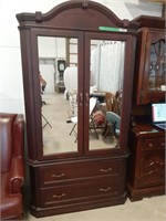 Stained Oak Mirrored front Armoire. Multiple