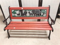 Kids cast iron bench! Wood seat. Cute style! 33"