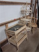 Wicker furniture! needs a good cleaning. 3 tier
