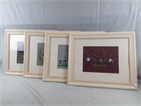 Set Of 4 African Art Pictures In Frames