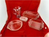 Lot Of Glass Casserole Dishes, Pie Plate, Butter