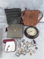 Lot To Include Purses, Madison Wall Clock, And