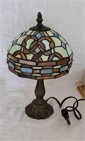 Stained Glass Cast  Base Lamp 14" Tall Working