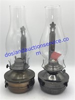 Pair of Matching Wall Mounted Oil Lamps (12”)