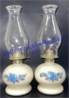 Pair of Matching Lamplight Farms Oil Lamps (15”)