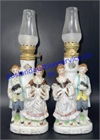 Pair of Small Matching Oil Lamps (10”)