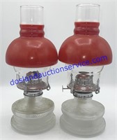 Pair of Matching Glass Oil Lamps (11”)