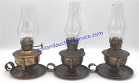 Lot of (3) Small Matching Oil Lamps (7”)