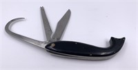 Fisherman's knife with blade gaff hook and scaler