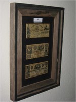 3 Framed 'Copies' of Republic of Texas Money