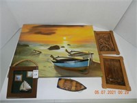 CANVAS PICTURE, COPPER PLAQUES, MISC. ,ALL ITEMS