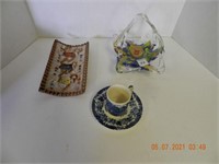 MURANO GLASS BASKET, MISC. ,ALL ITEMS SOLD AS IS,