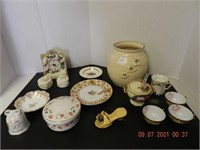 POTTERY JAR, ASSORTED COLLECTIBLES ,ALL ITEMS