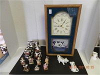 WALL CLOCK AND COWTOWN FIGURES ,ALL ITEMS SOLD AS