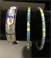 3 Sterling Silver Enamel Bracelets