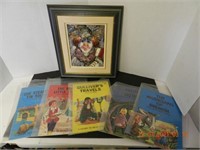 CLOWN OIL PAINTING, CHILDRENS STORY BOOKS ,ALL