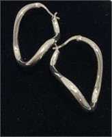 Sterling Silver Free Form Hoop Earrings