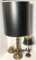 Brass Table and Oil Lamp