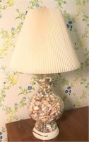 Glass Table Lamp Filled with Seashells
