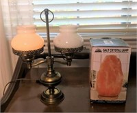 Brass Table Lamp and Salt Lamp