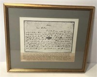 Framed Alamo Historic Letter