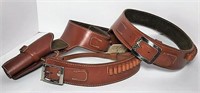 Two Leather Hand Tooled Gun Belts