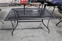 NEW GLASS TOP PATIO TABLE 62"X39"X28"