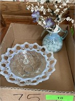 BL- VINTAGE OPALESCENT BOWL & SMALL PITCHER