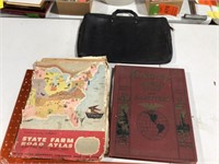 Vintage Atlas and cloth brief case