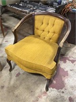 Caned sides antique gold chair