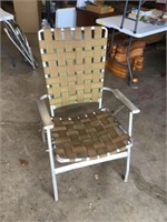 Vintage, weave lawn chair - wood handles