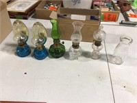 Small oil lamps & glass containers