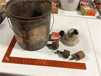 Antique metal bucket and contents