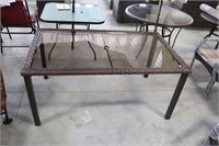 NEW GLASS TOP PATIO TABLE 64"X38"X28"