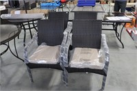 FOUR NEW PATIO CHAIRS WITH CUSHIONS