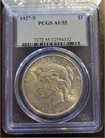 1927-S Peace Dollar: PCGS AU55