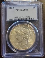 1926-S Peace Dollar: PCGS AU55