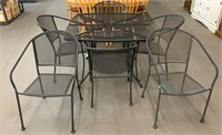 Wrought Iron Patio Set W/ (6) Barrel Chairs