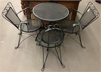 Wrought Iron Patio Table w/ (3) Chairs