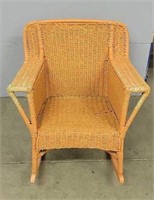 Vintage Orange Wicker Rocking Chair