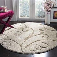 4' Round Deanna Floral Cream Area Rug