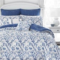 Dbl/qn Sz Blue Elise Reversible Comforter Set