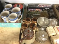 Mugs, Glassware, Condiment Jar Set And Misc.