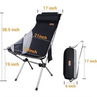 Ultralight High Back Camping Chair Blk