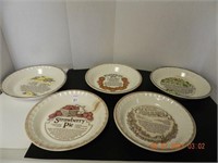 5 ASSORTED PIE PLATES, AS FOUND ,ALL ITEMS SOLD
