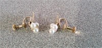 Pearl screwball earrings  marked K14. ?Japanese?