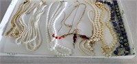 Miscellaneous bead and pearl necklaces.