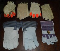 4 Pair Leather & 3 Pair Work Gloves