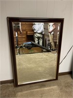 Cherry beveled glass mirror 33 inches by 45