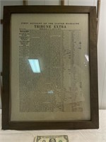 Framed newspaper account from Custer's last stand